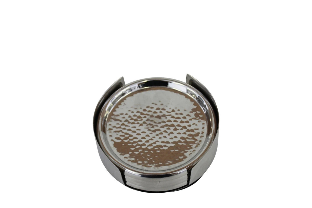 Silver Hammered Coaster Set/4