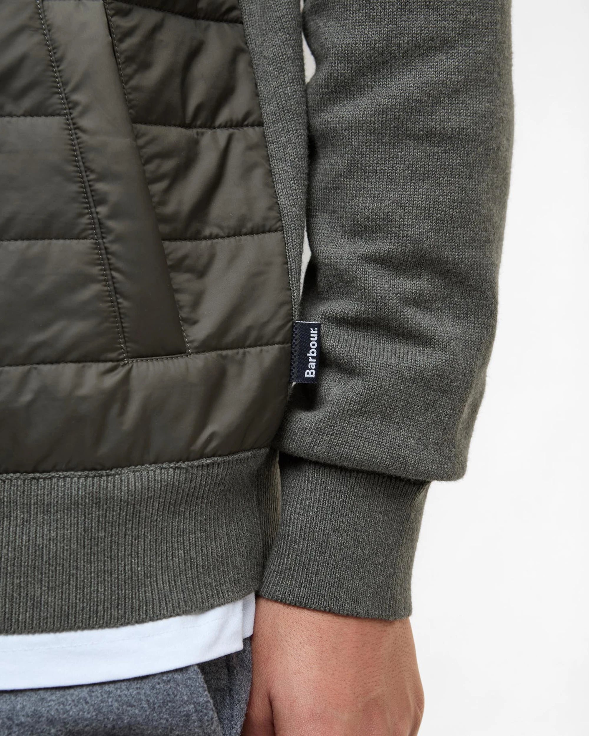 Barbour Essential Carn Baffle Zip Knitted Jumper Olive