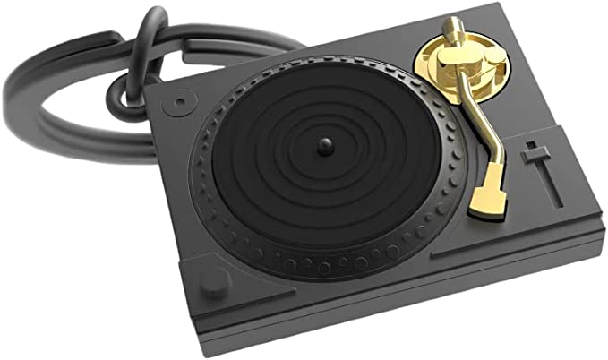 Black Turntable Keychain