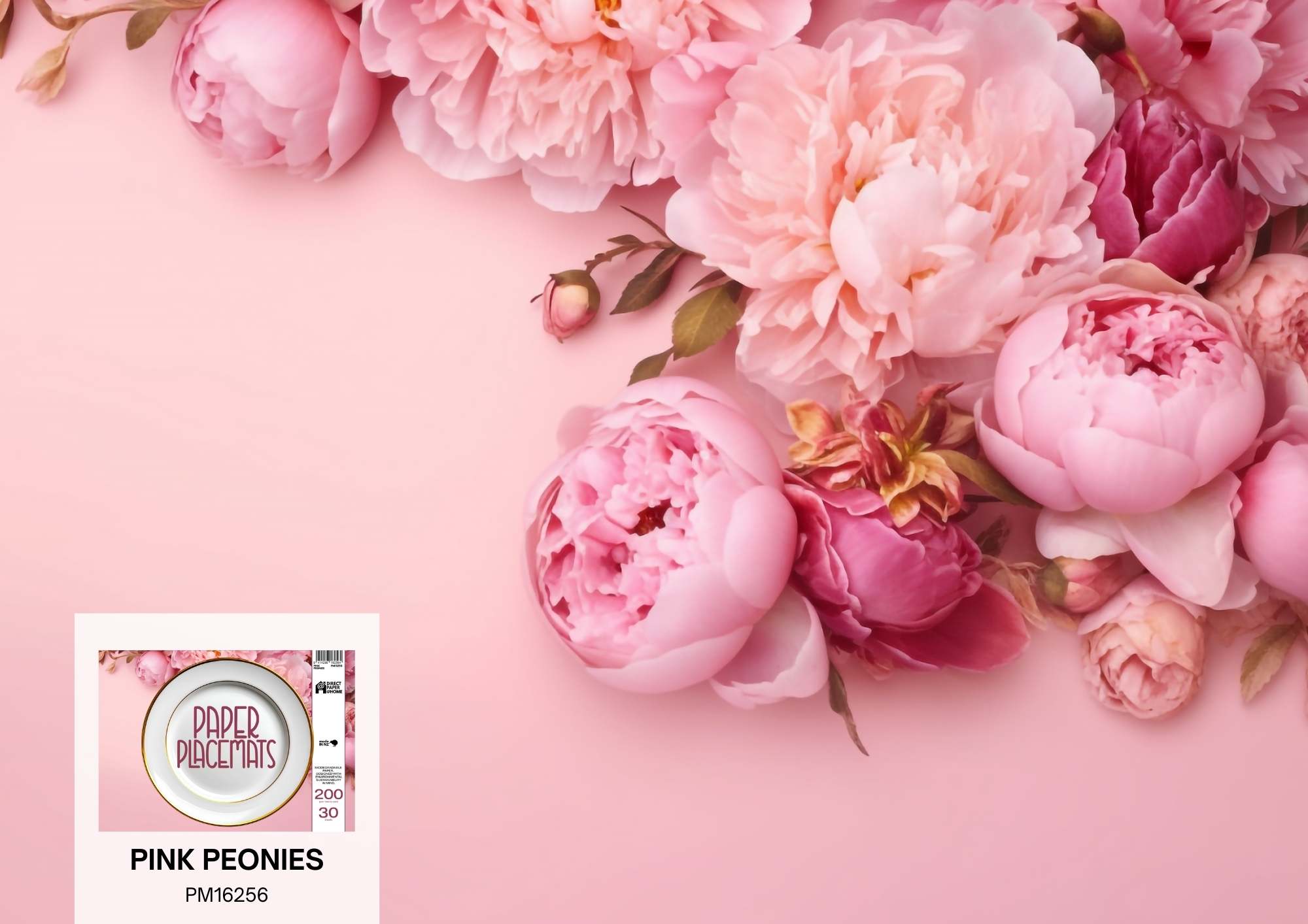 Placemat Pink Peonies 30PK