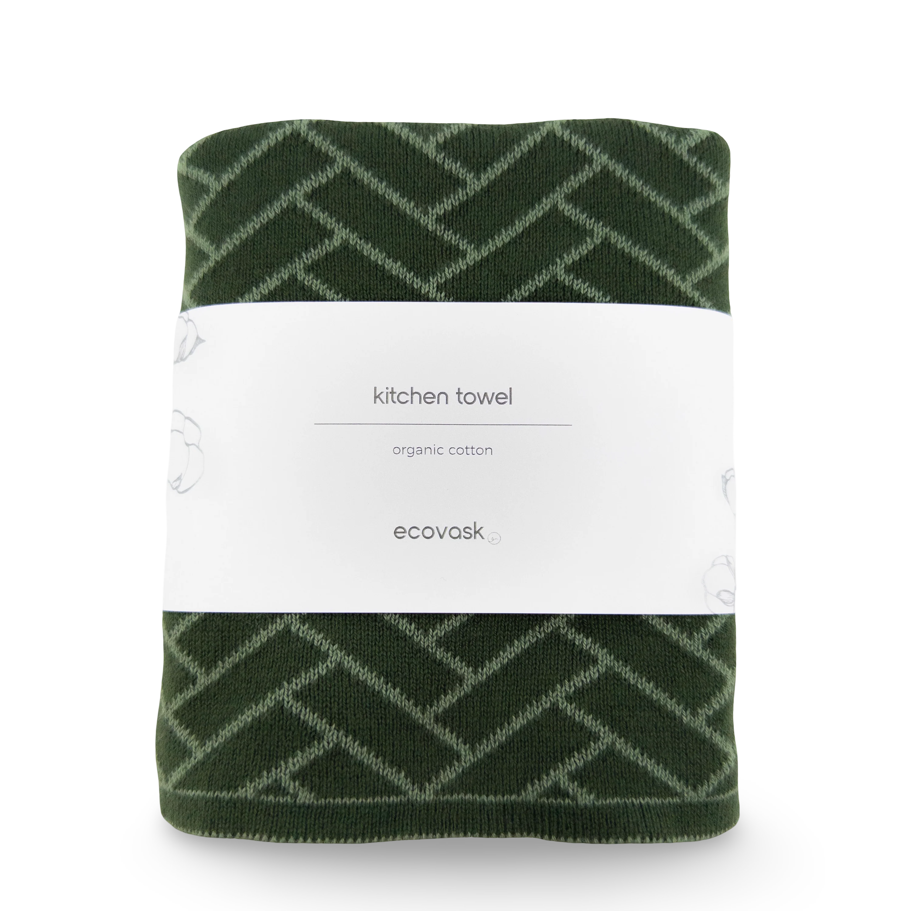 Kitchen Towel-Forest/Sage Herringbone