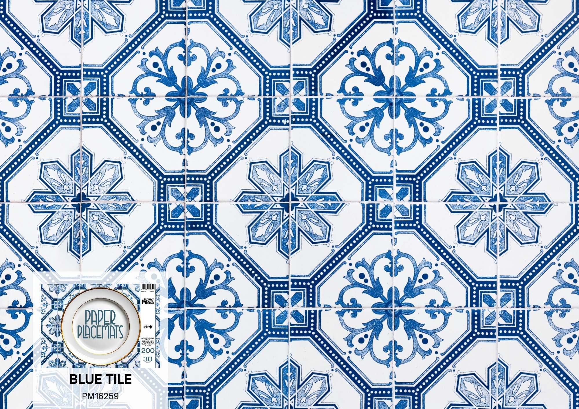 Paper Placemat Blue Tile 30PK