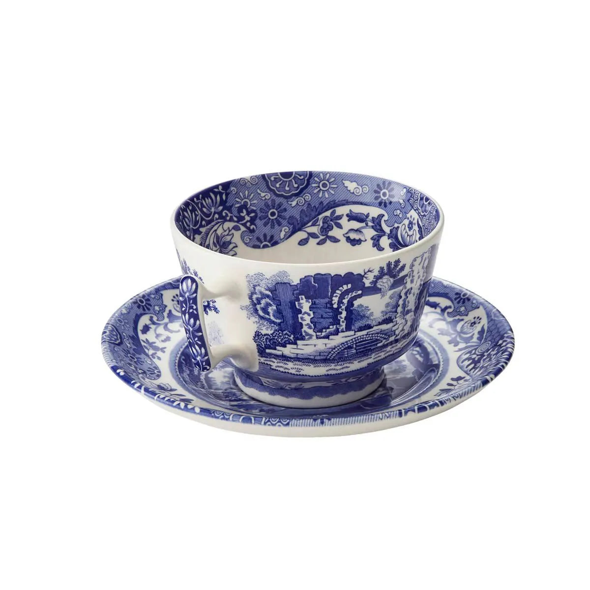 Blue Italian  Teacup and Saucer