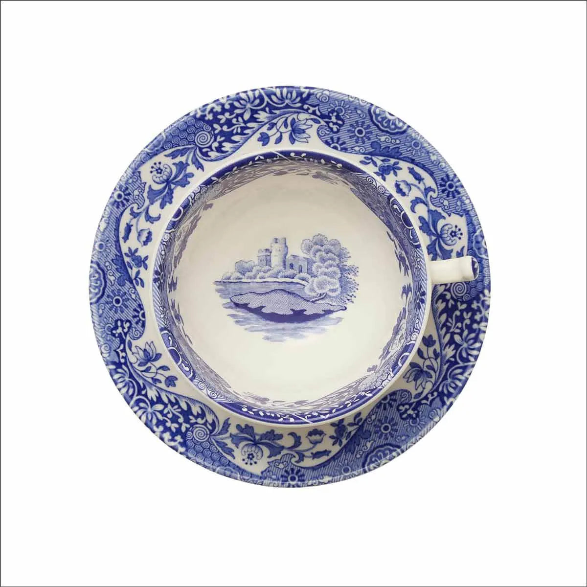 Blue Italian  Teacup and Saucer