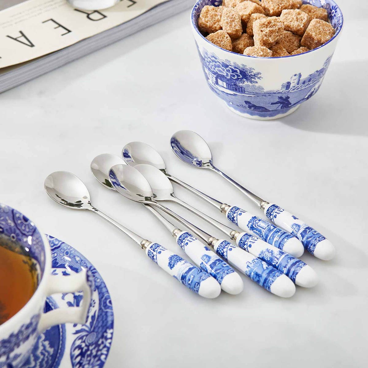 Blue Italian  Teaspoons  Set of 6