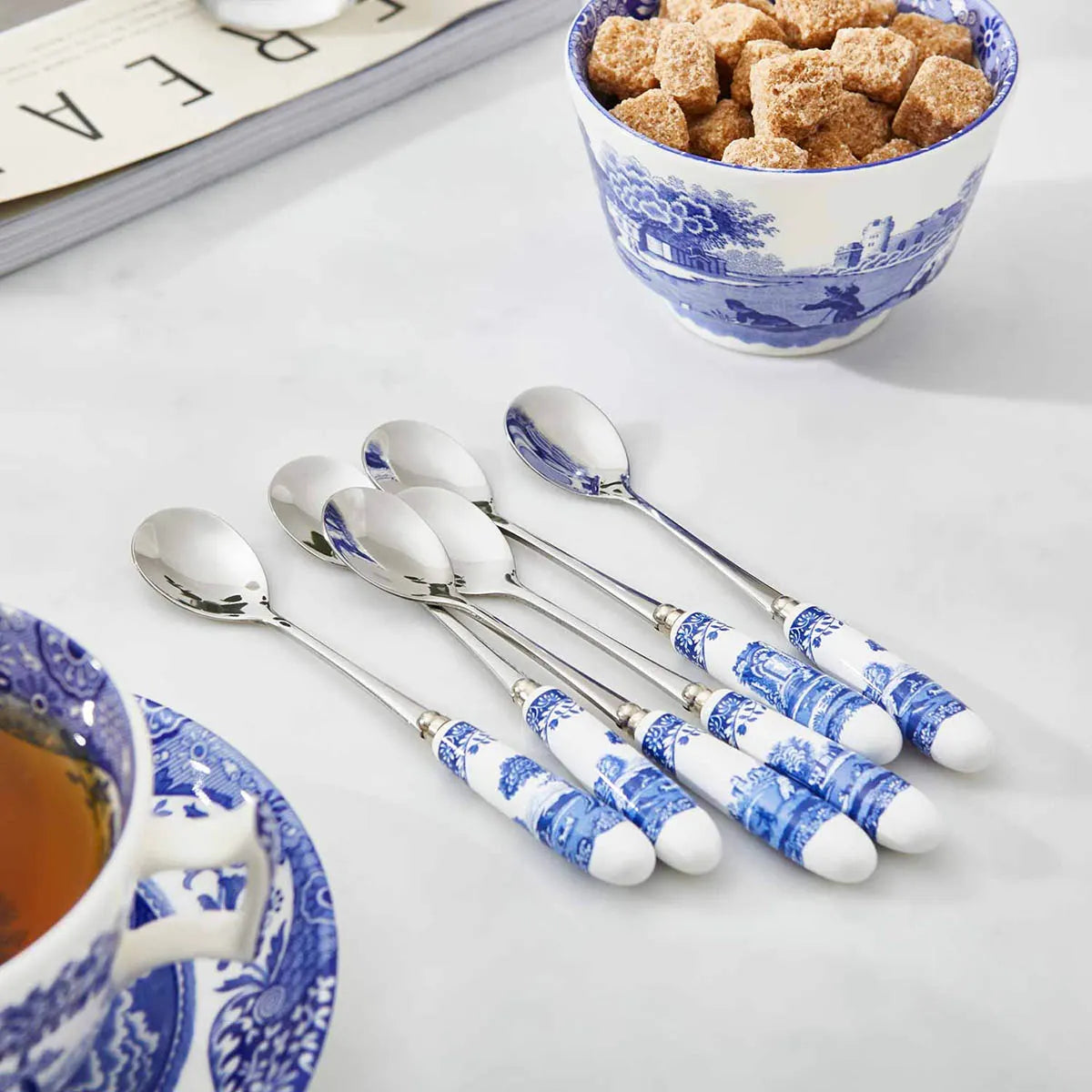 Blue Italian Teaspoons  Set of 6