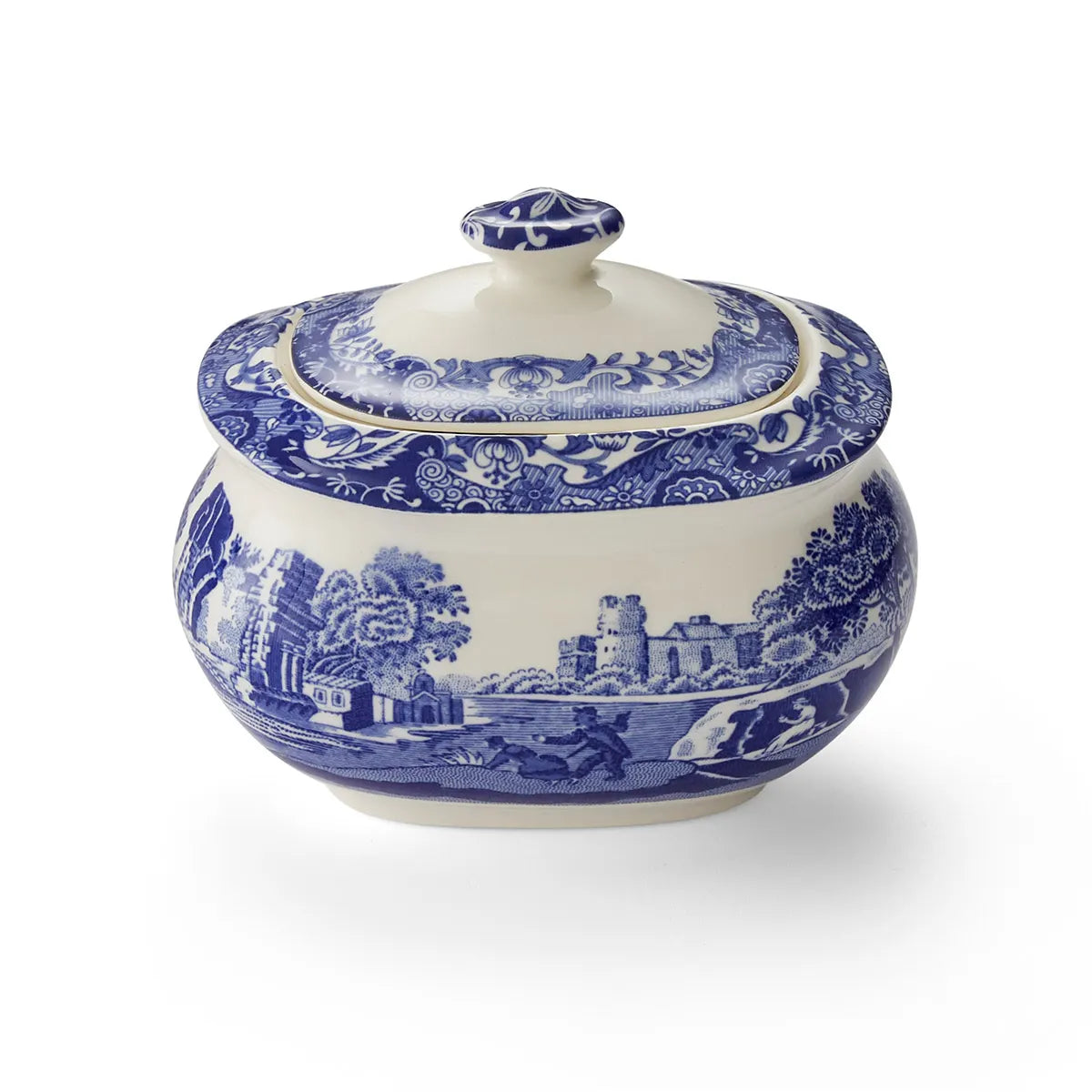Blue Italian  Lidded Sugar Bowl