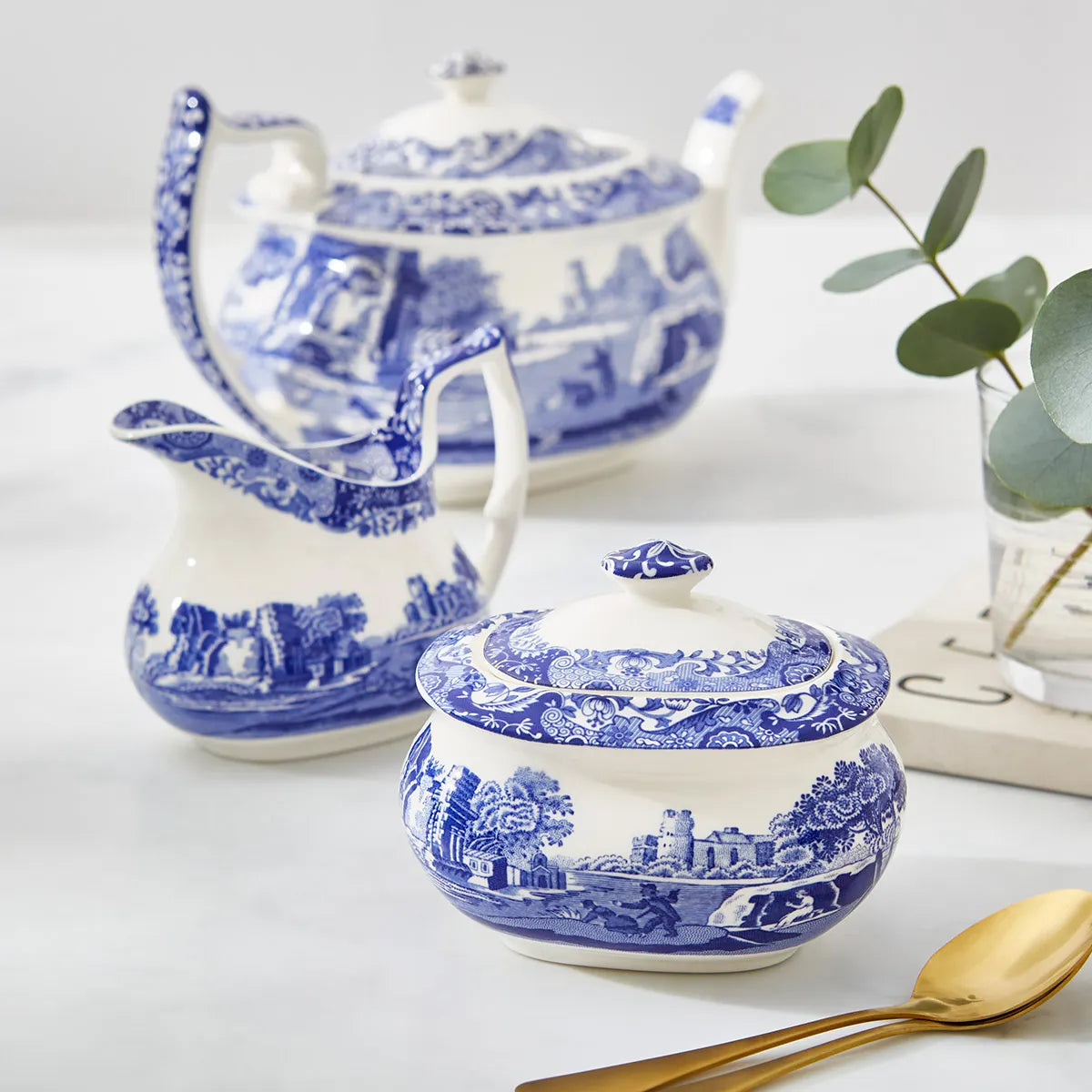 Blue Italian  Lidded Sugar Bowl