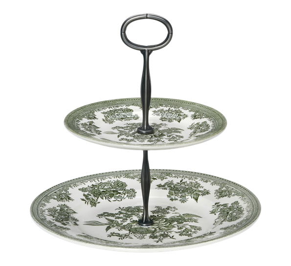 Green Asiatic Pheasants 2 Tier Cake Stand
