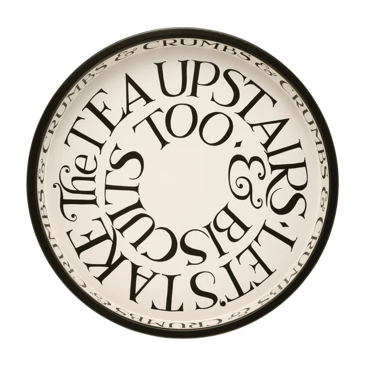 Black Toast Round Tin Tray