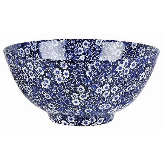 Blue Calico Large Footed Bowl