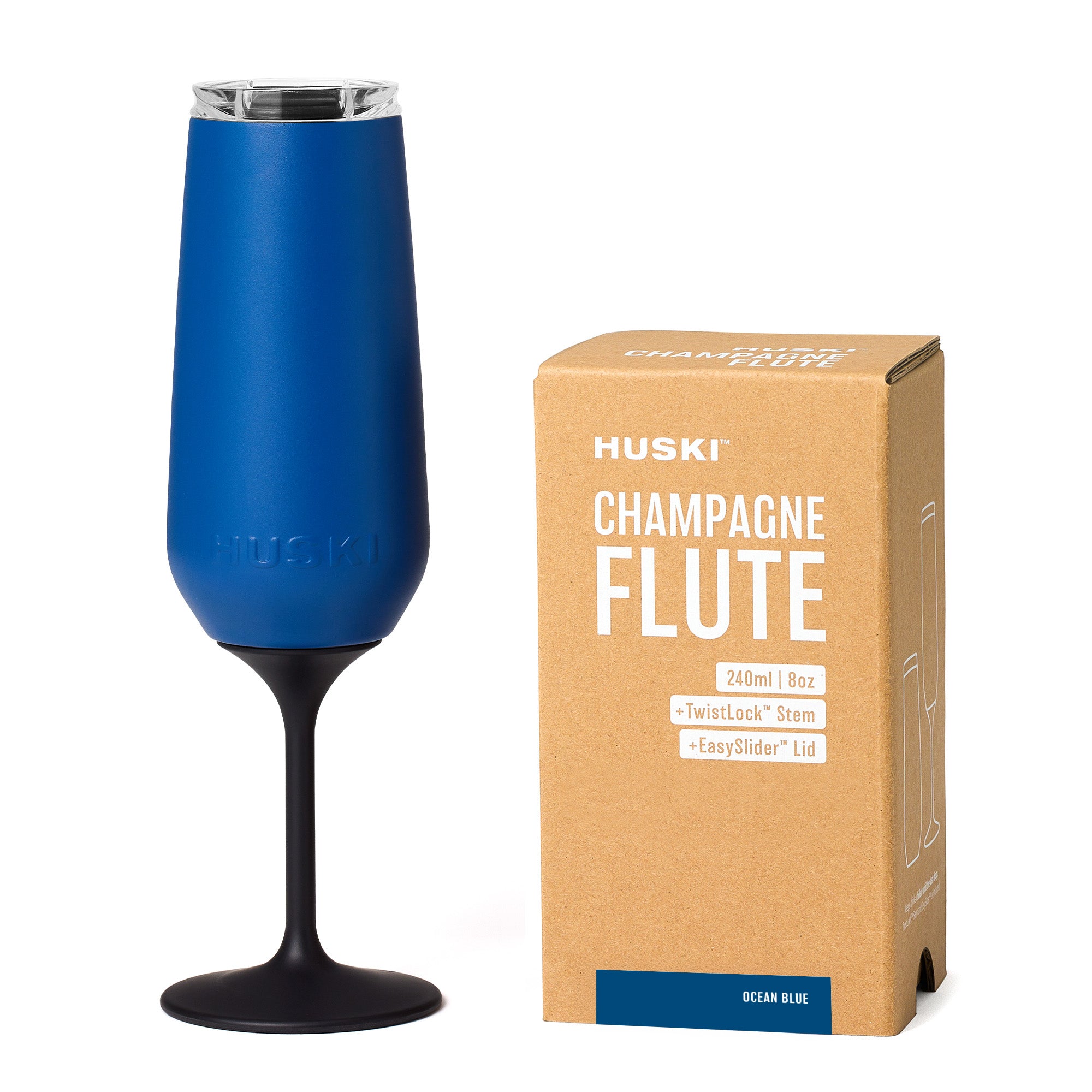 Stemmed Champagne Flute- Ocean Blue