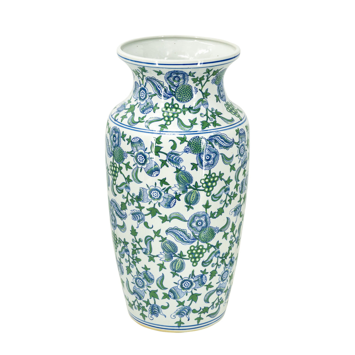 Cherry Blossom Vase Blue, White & Green 61cm