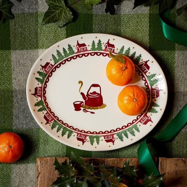 Christmas Cabin Small Oval Platter