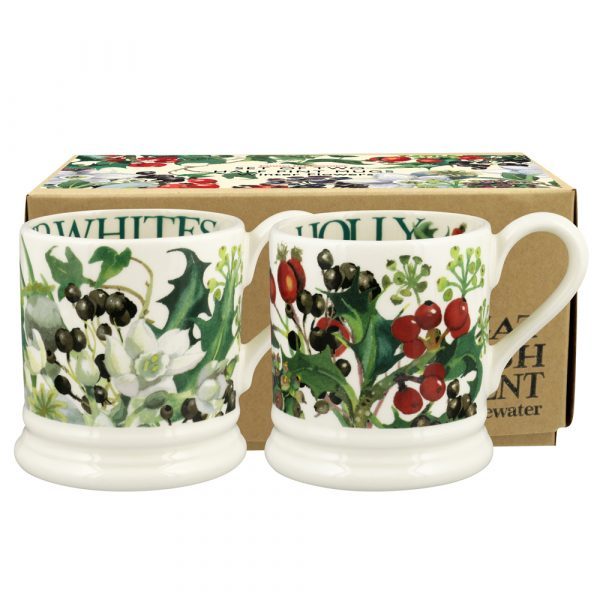 Rosehip & Paperwhites Set of Two Half Pint Mugs