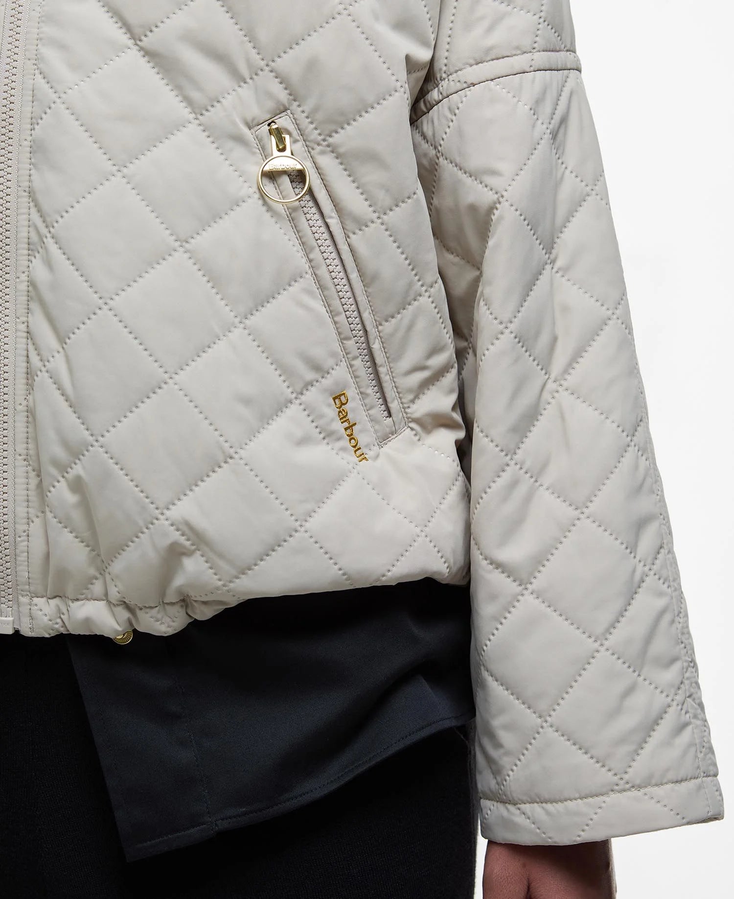 Barbour Emlyn Quilted Bomber Jacket Light Sand