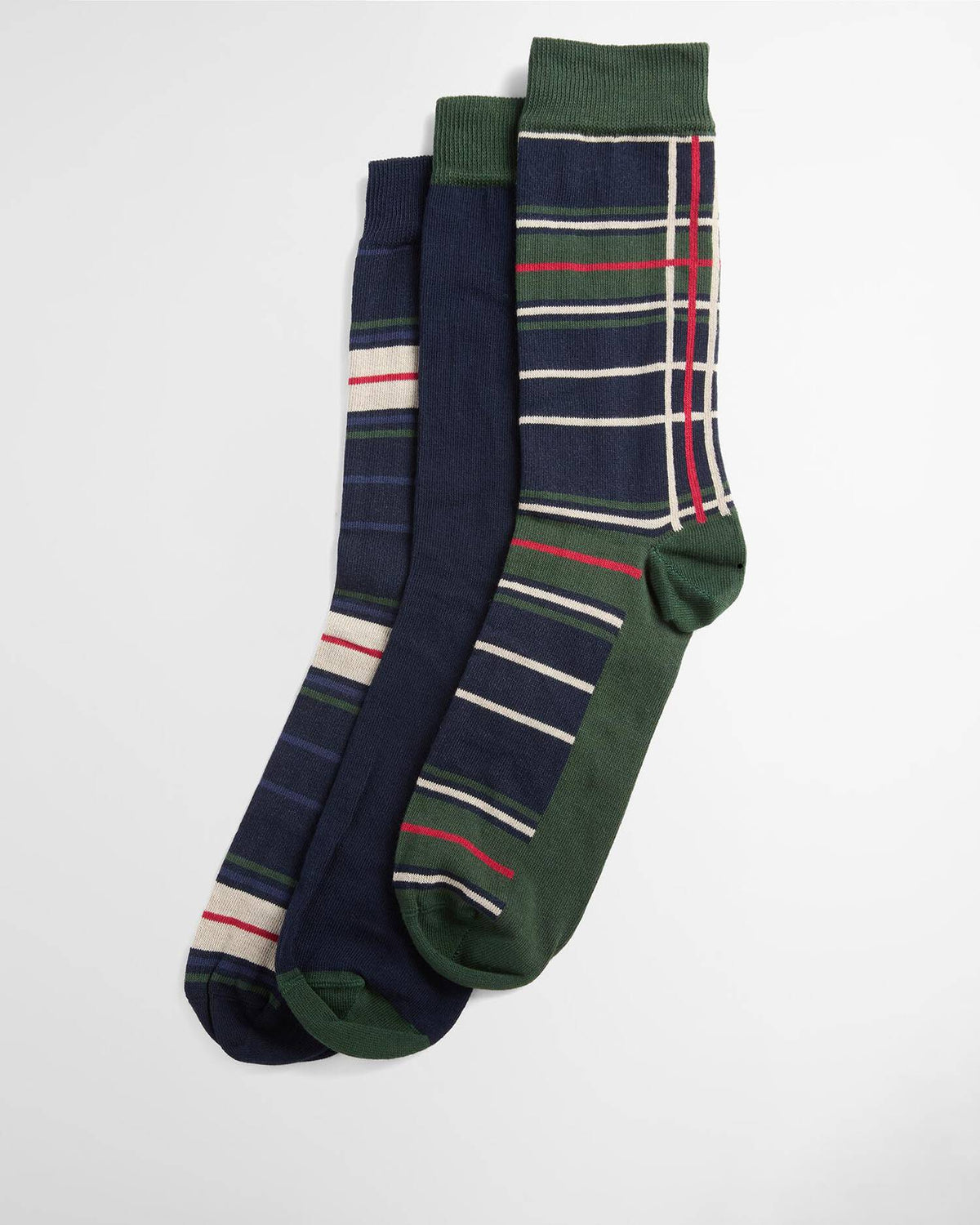 Barbour Tartan Socks Gift Box Evergreen