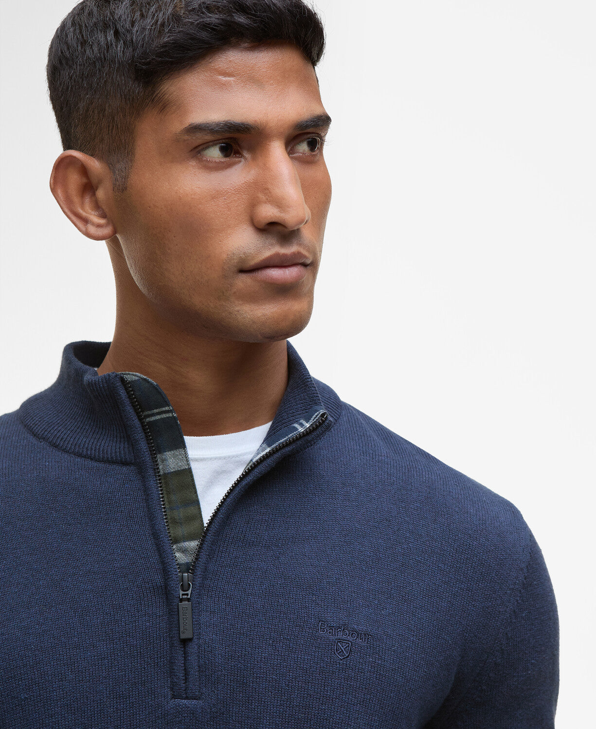 Barbour Avoch Half Zip Knitted Jumper-Navy Marl