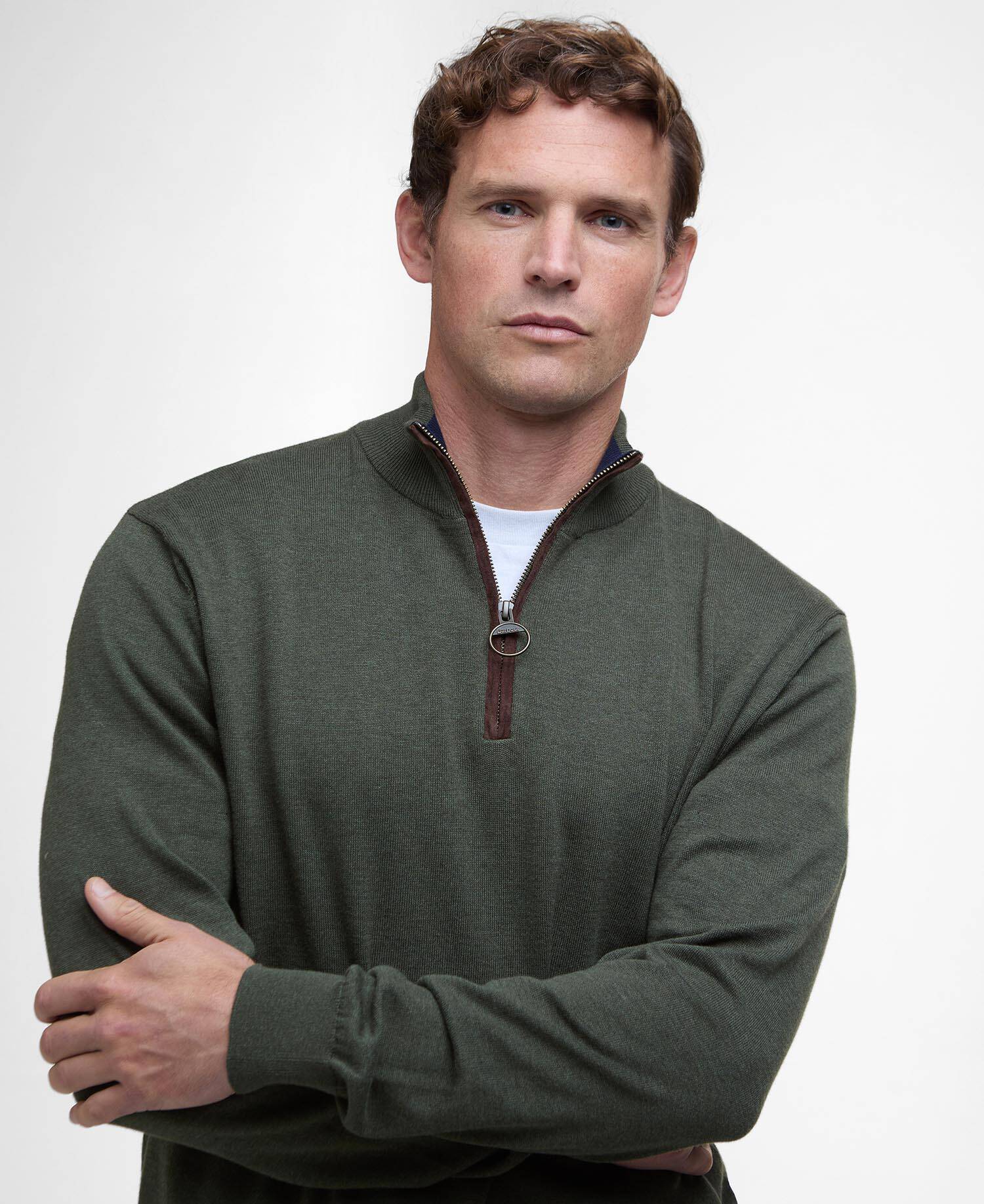 Barbour Bayfield Knitted Half Zip Jumper Mid Olive