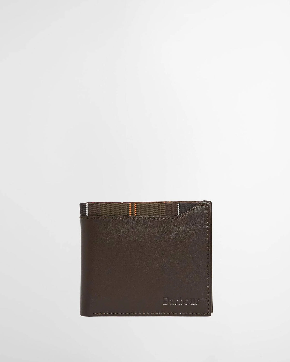 Barbour Brodick Leather/Tartan Bifold Wallet Brown