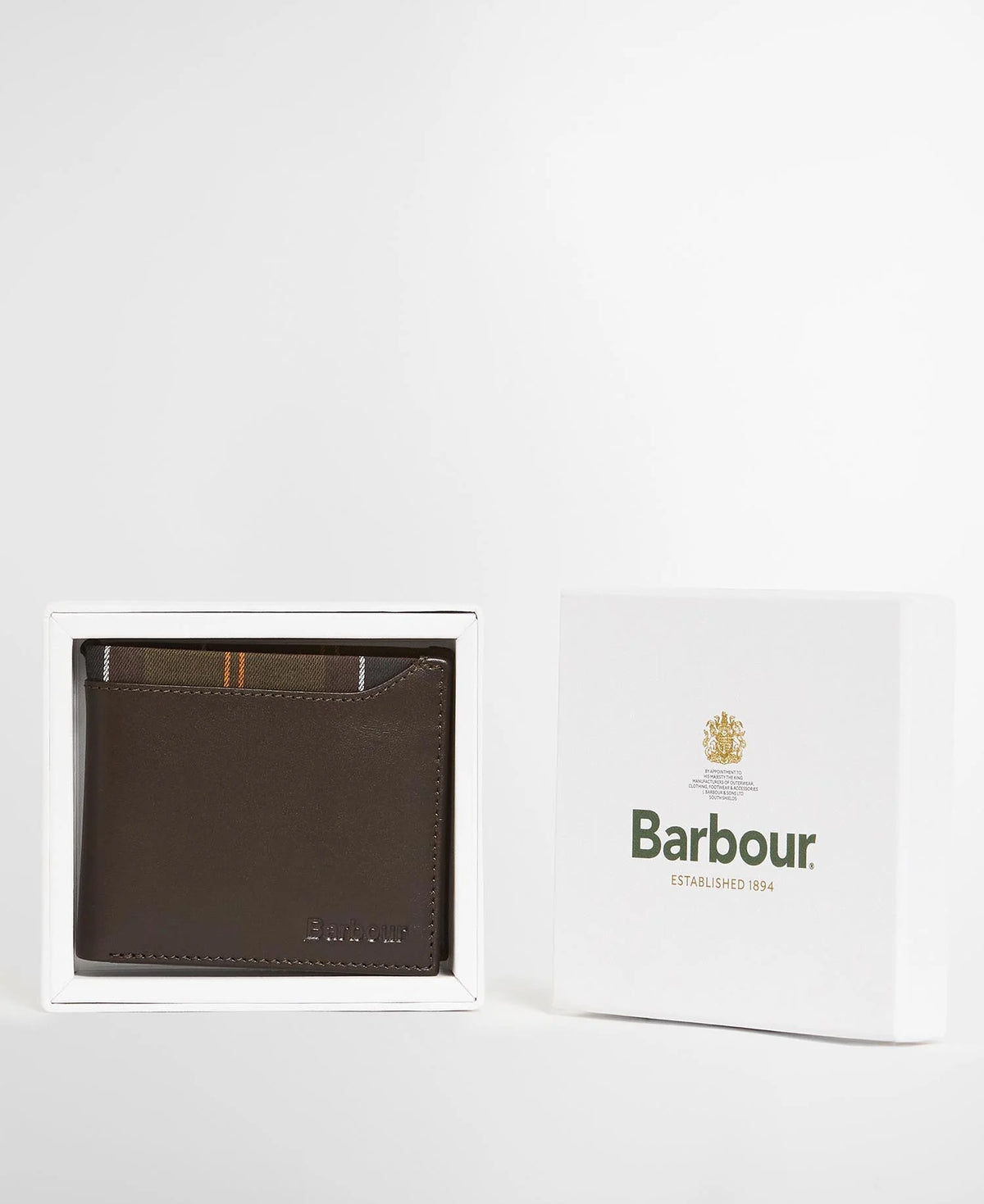 Barbour Brodick Leather/Tartan Bifold Wallet Brown