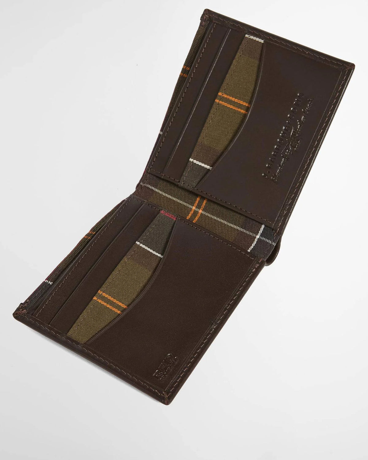 Barbour Brodick Leather/Tartan Bifold Wallet Brown
