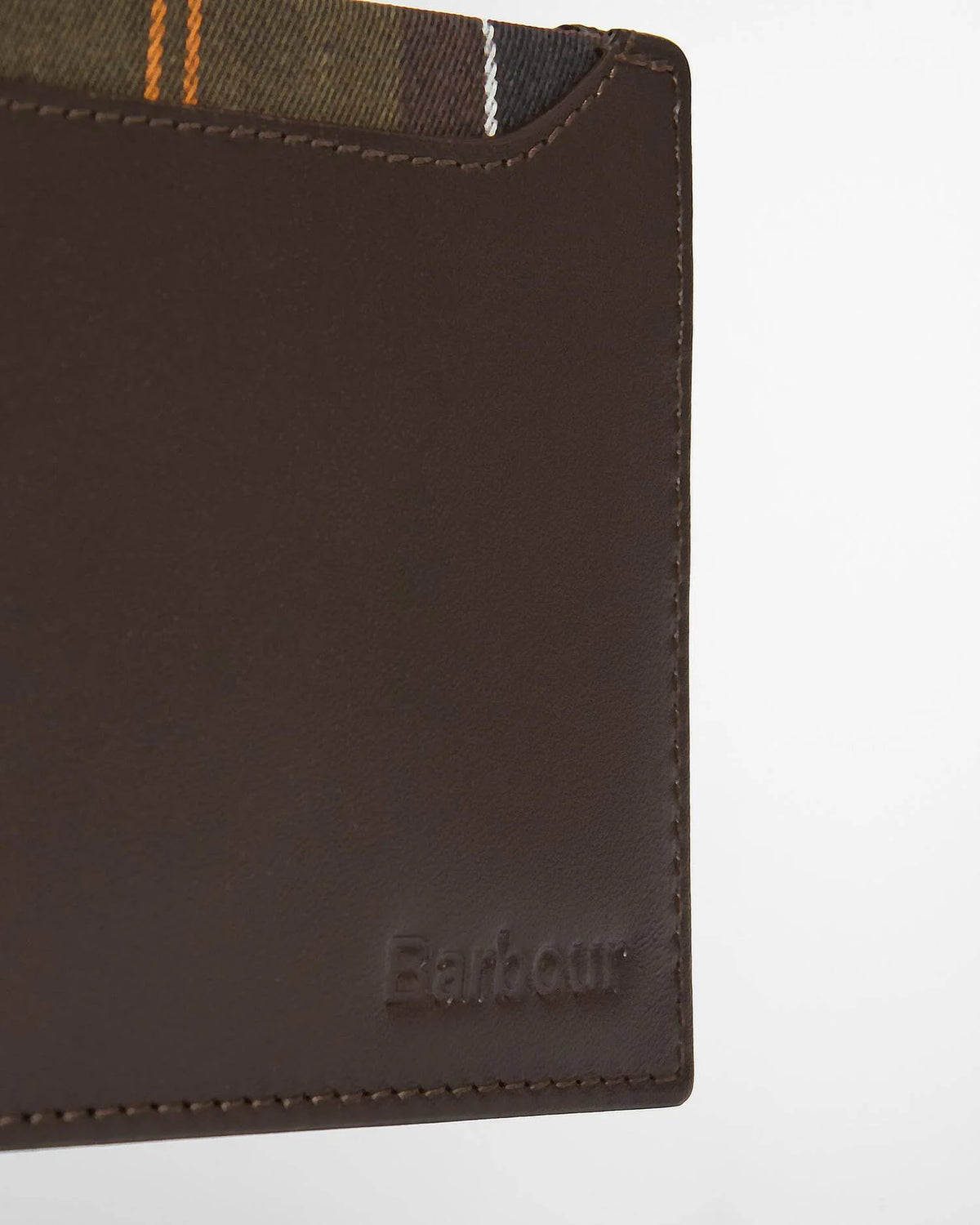 Barbour Brodick Leather/Tartan Bifold Wallet Brown