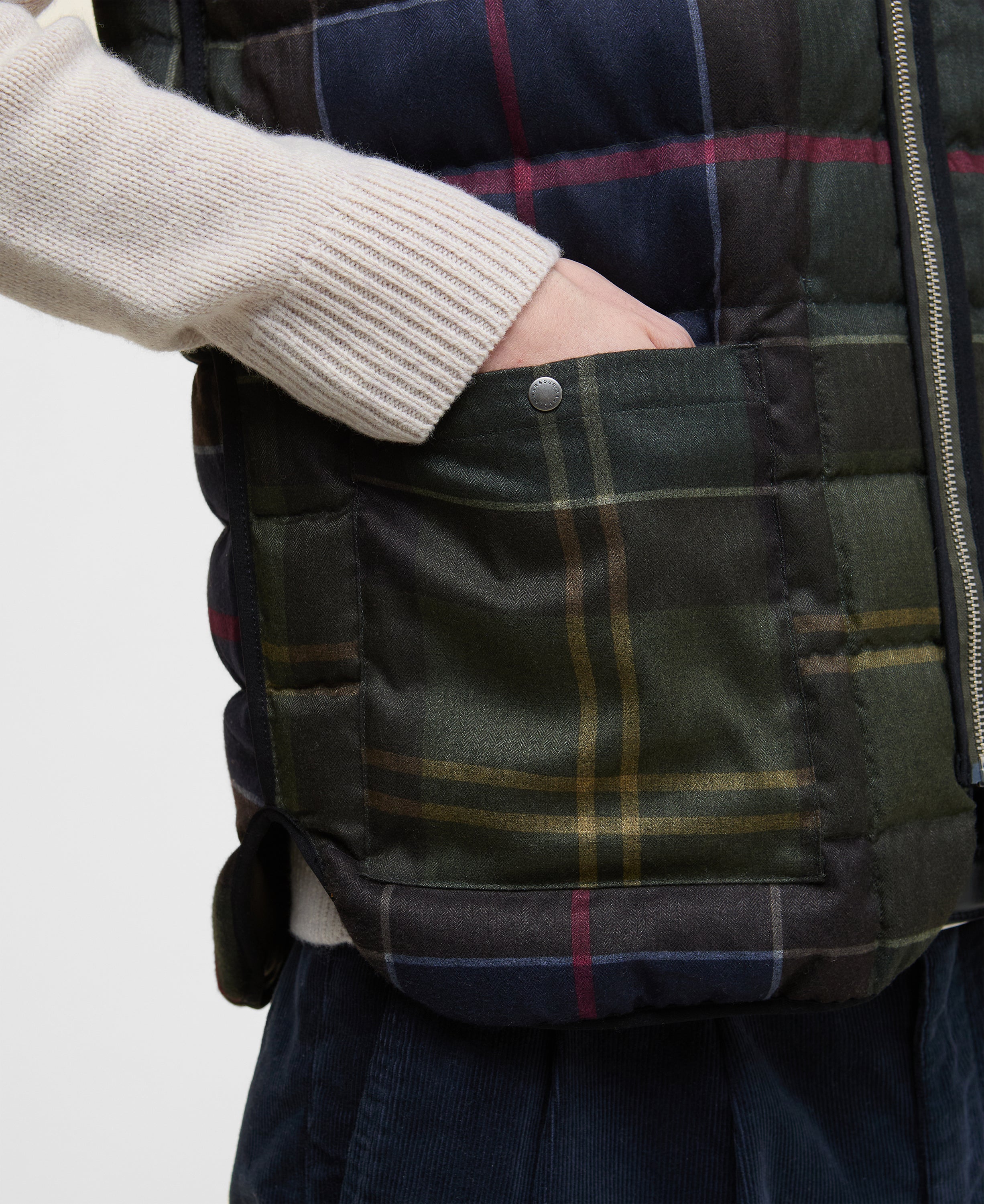 Barbour Reversible Down Filled Liner Olive Multi