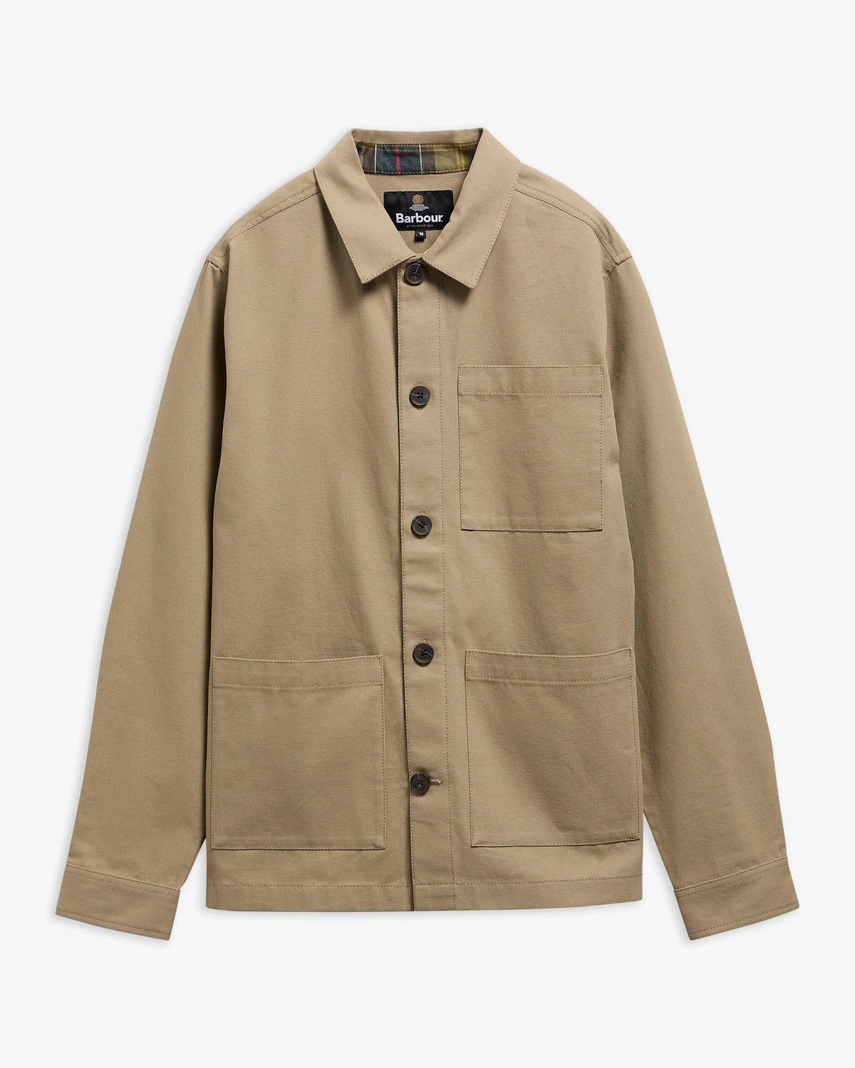 Barbour Tartan Trimmed Washed Overshirt Mushroom