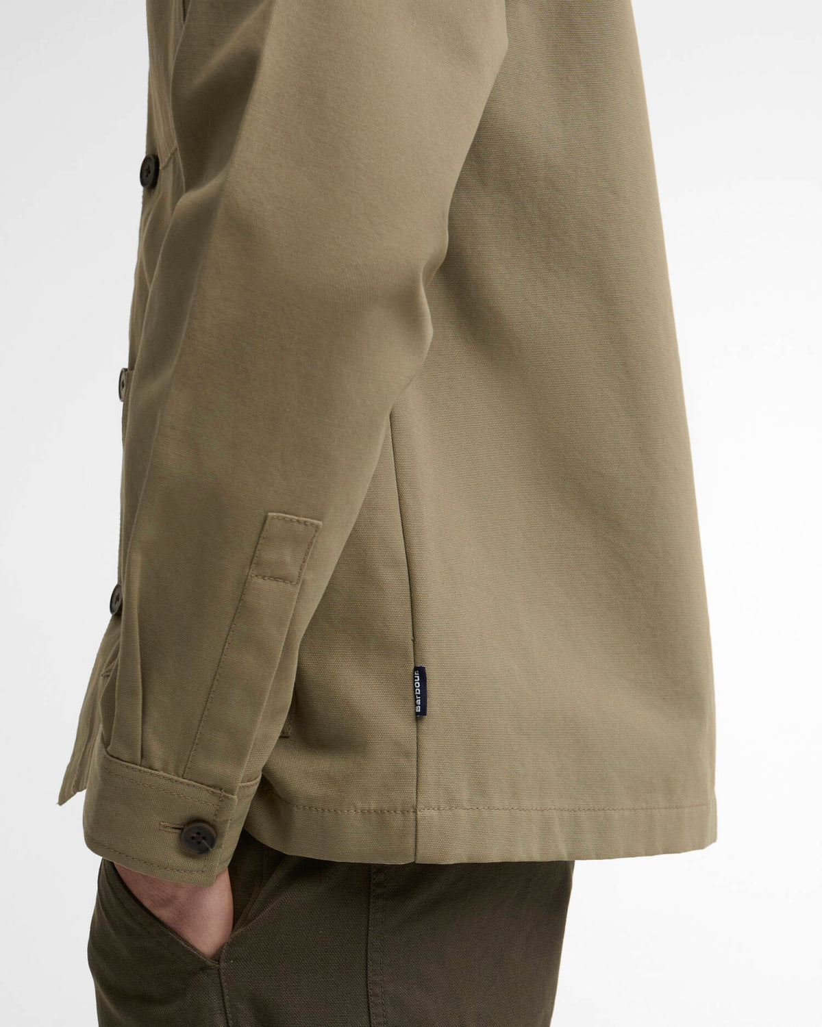 Barbour Tartan Trimmed Washed Overshirt Mushroom