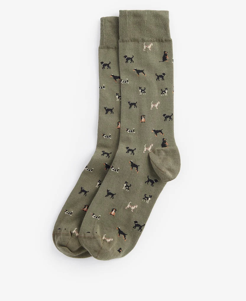 Barbour Mavin Dog Socks-Mid Olive