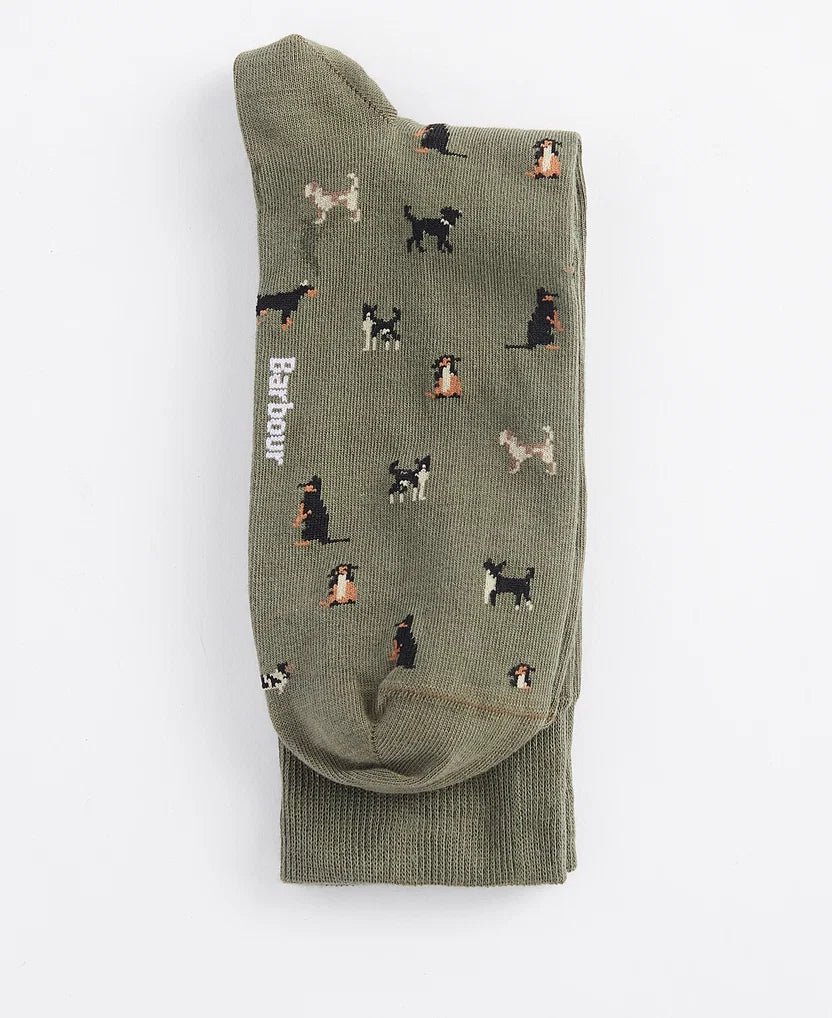 Barbour Mavin Dog Socks-Mid Olive