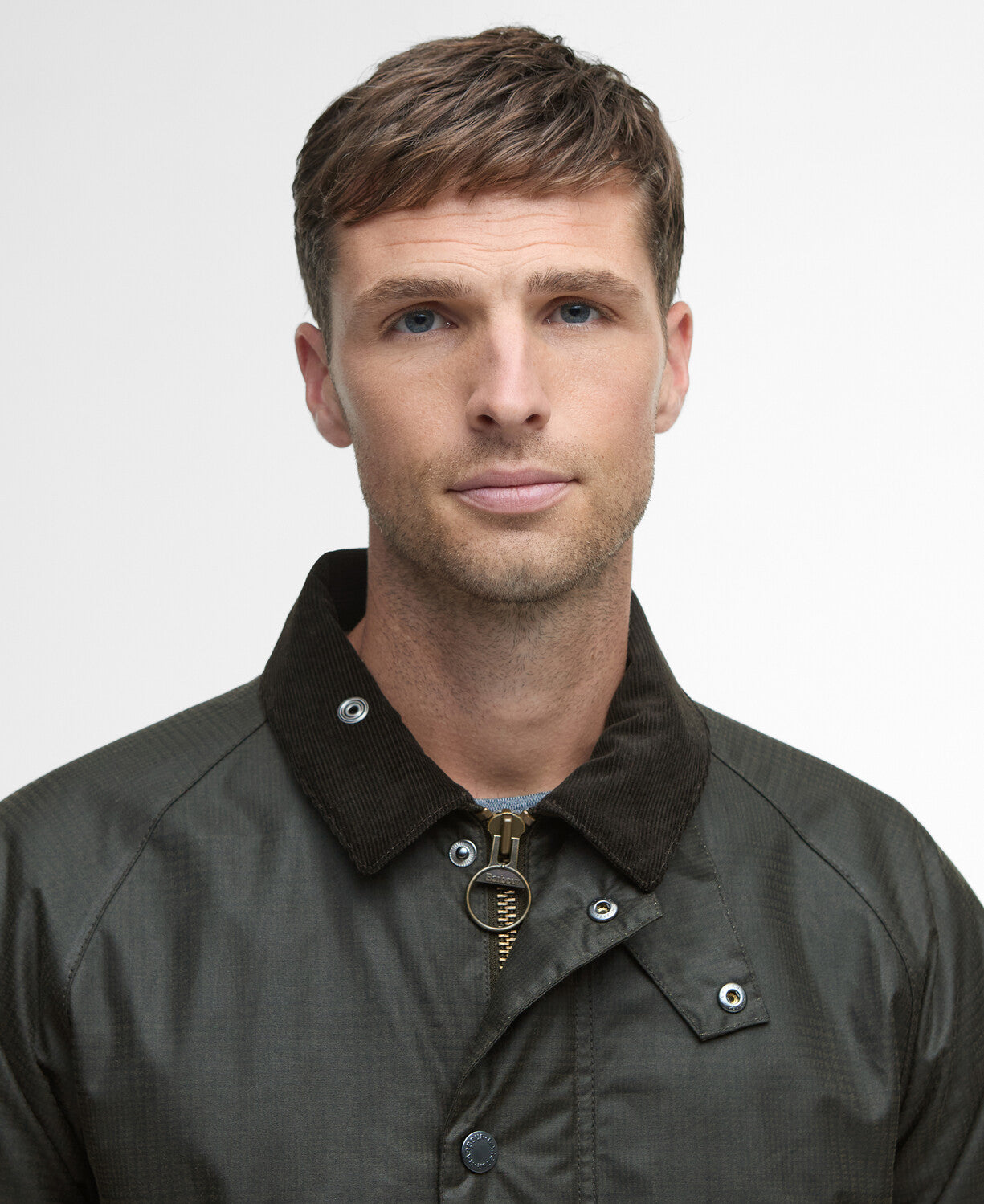 Barbour Modern Beaufort Check Wax Jacket-Olive