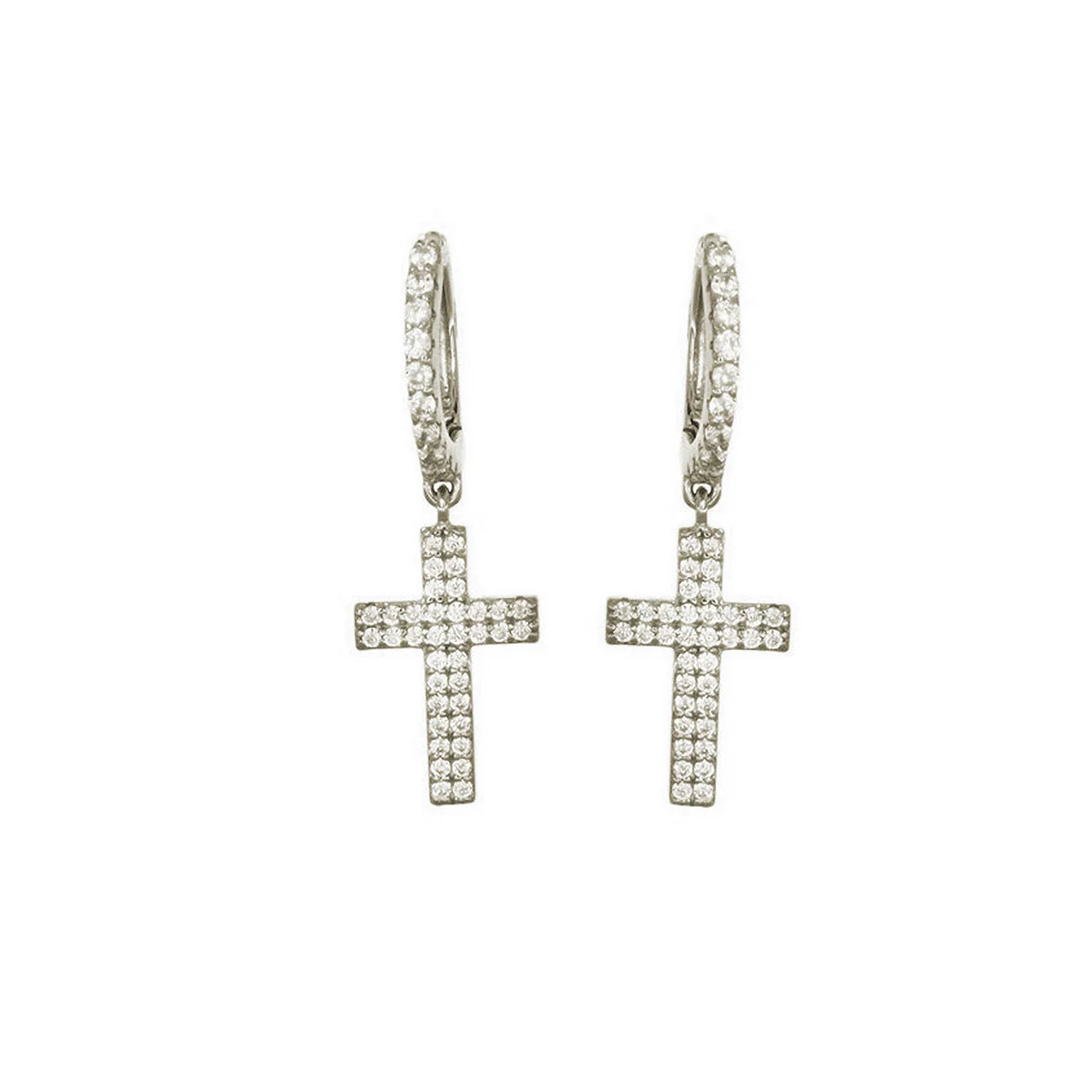Cross Drop Hoop Earrings
