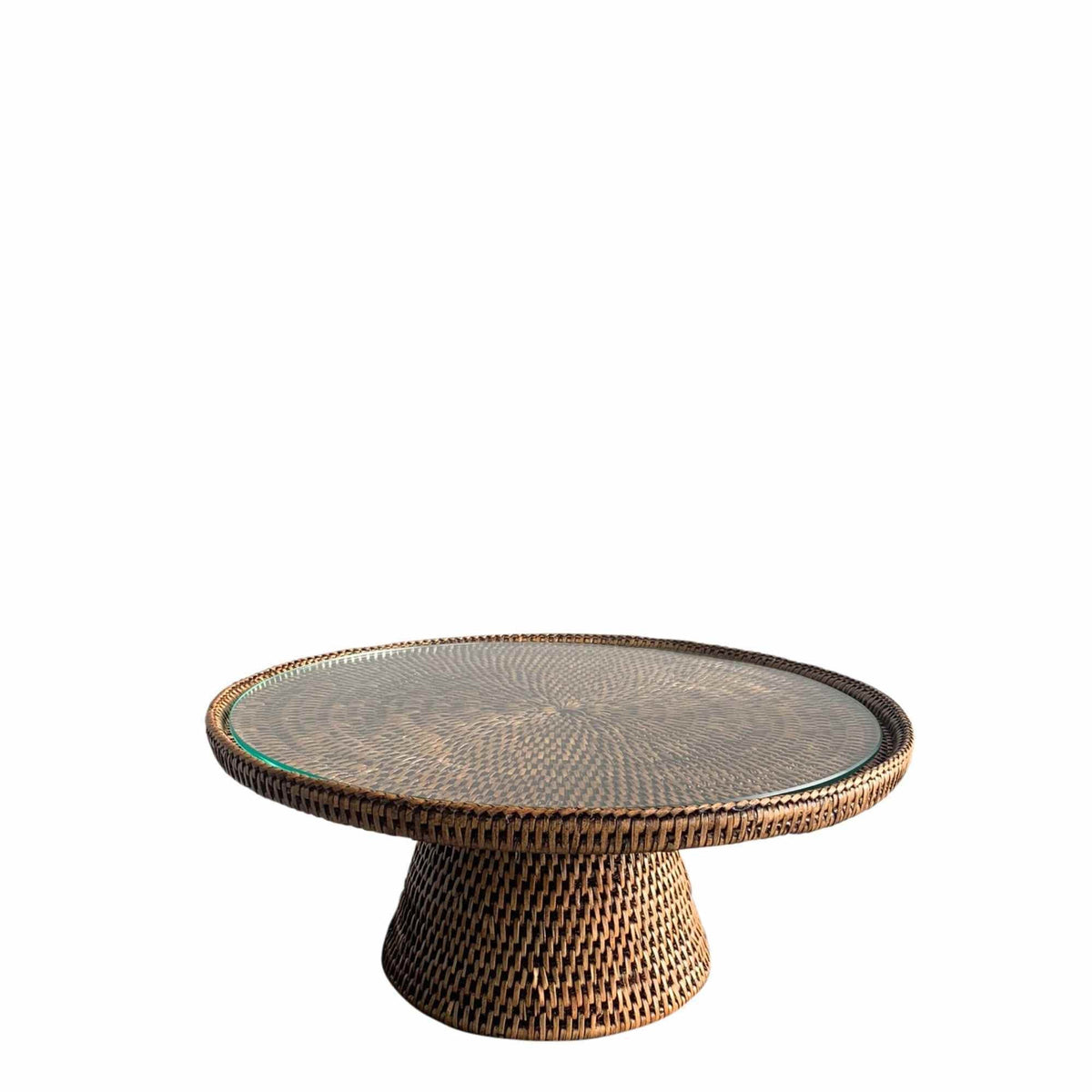 Rattan Stand Medium With Glass Plate