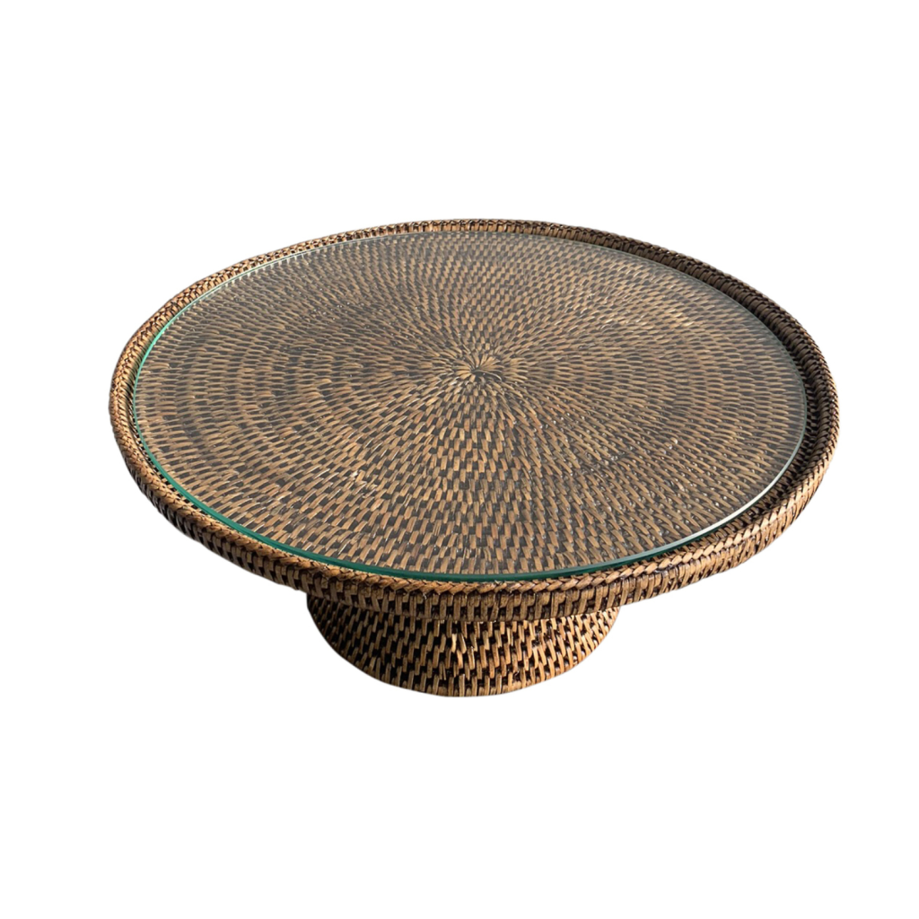 Rattan Stand Medium With Glass Plate