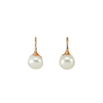 White Pearl Gold Hook Earrings