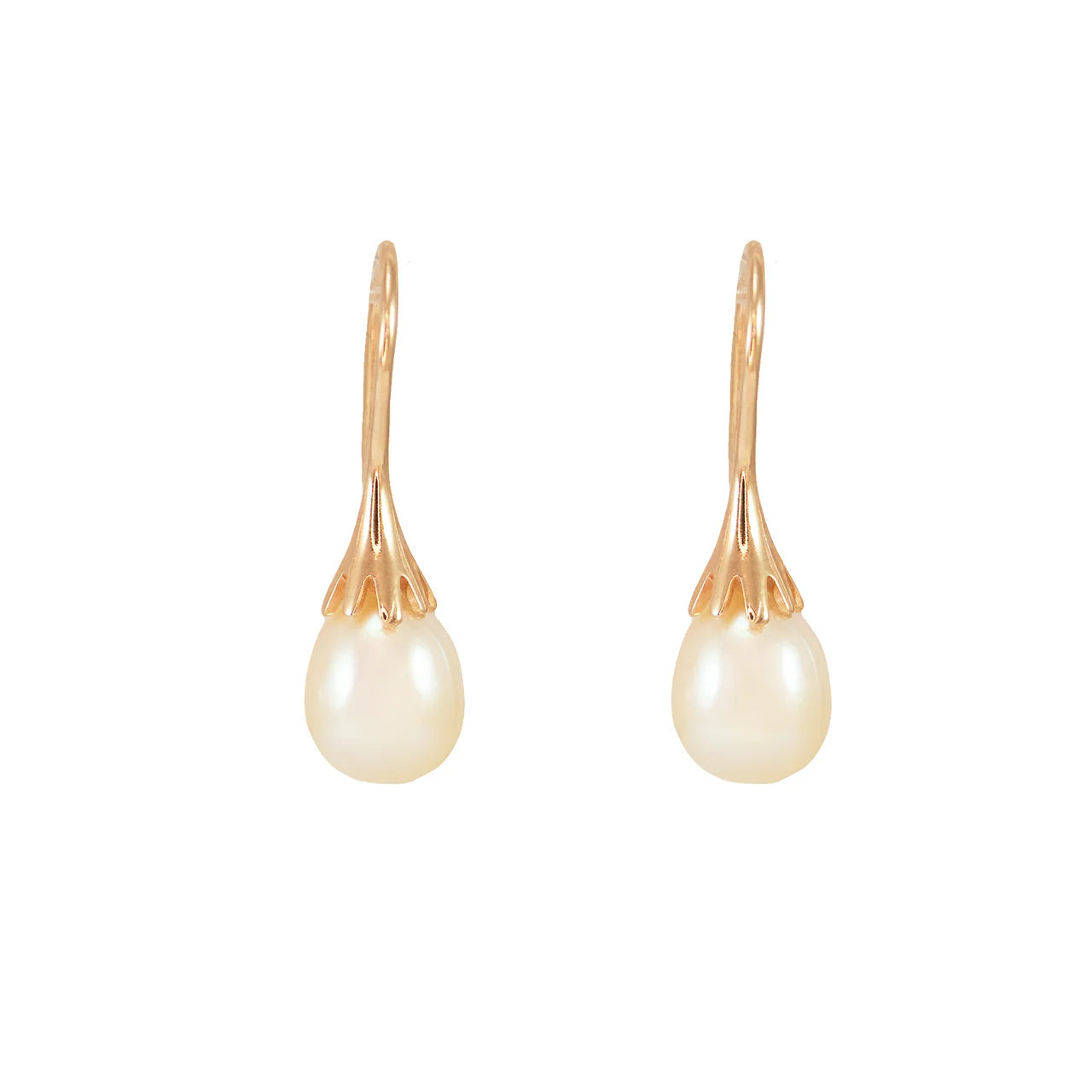 White Pearl Rose Gold Claw Drop Earrings