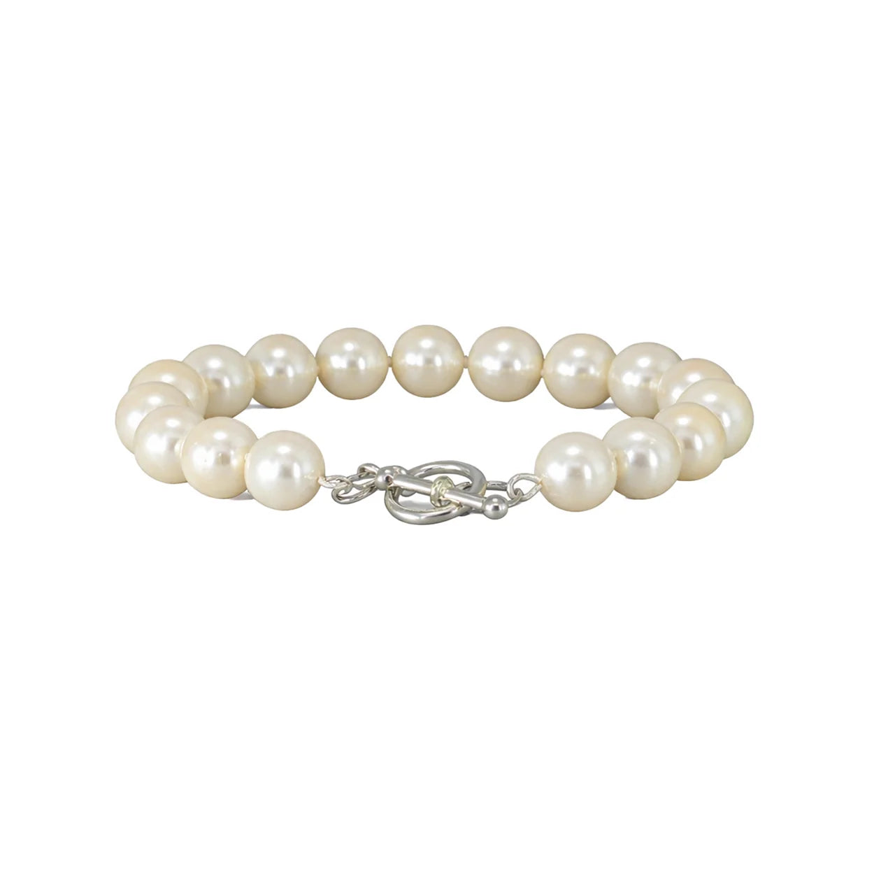 Pearl with Silver Toggle Link Bracelet