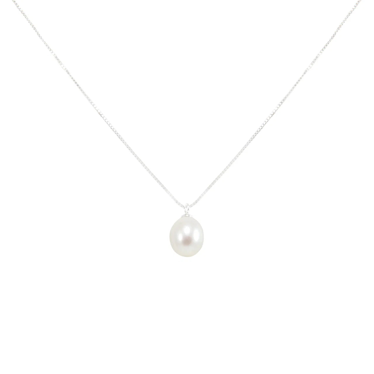 White Pearl Pendant on Silver Chain