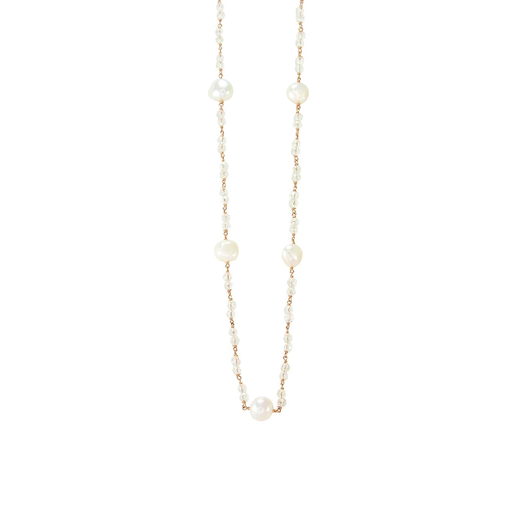 White Pearl and Crystal Necklace