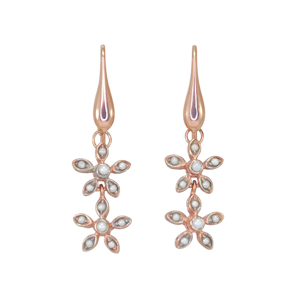 Double Flower Drop Earrings