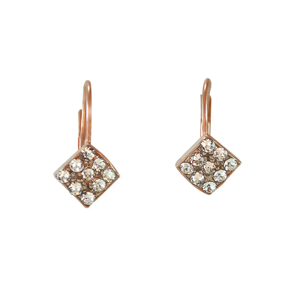 Small Bright Crystal Square Drop Earrings