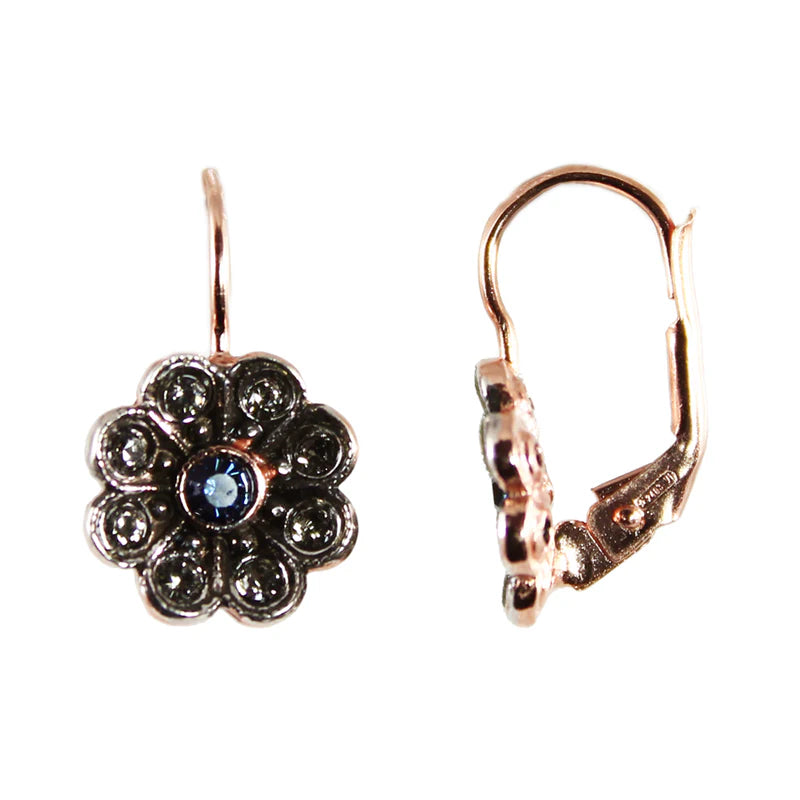 Dark Blue Flower Earrings