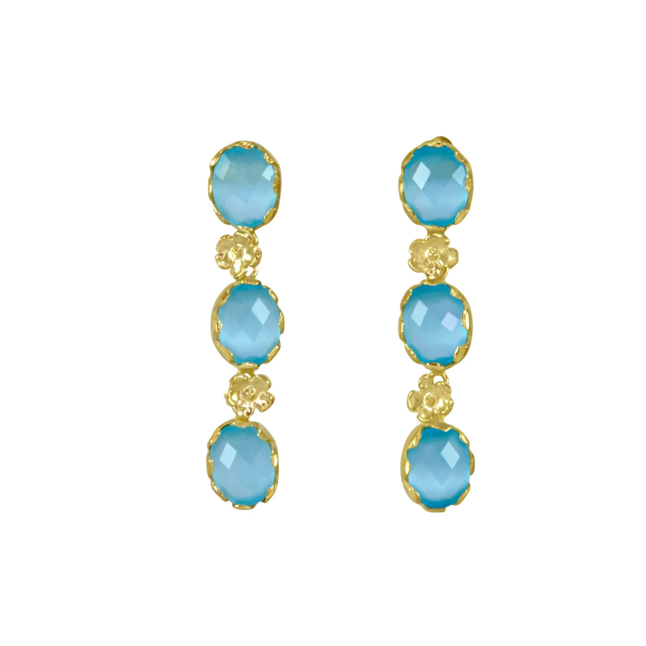 Aqua Triple Drop Earrings
