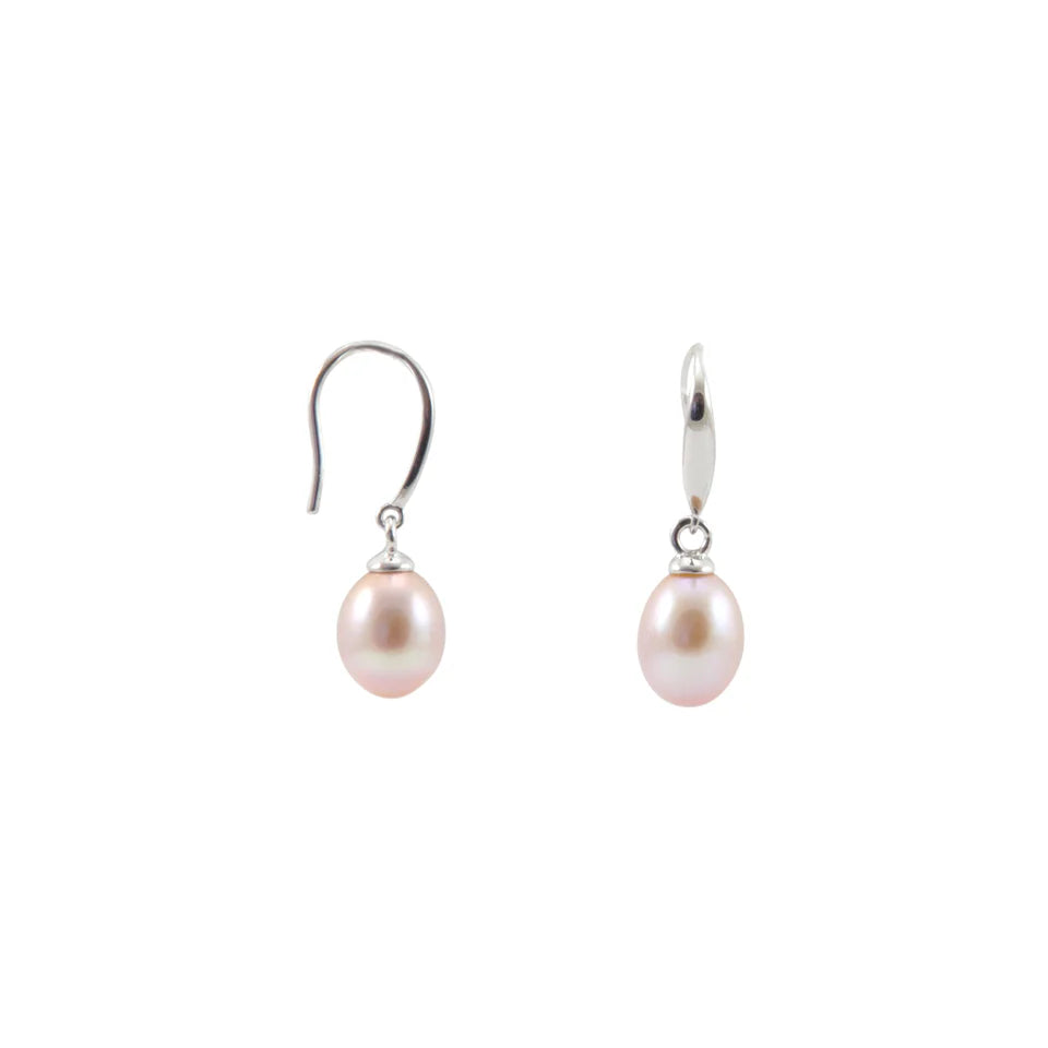 Pink Pearl Drop & Silver Earrings