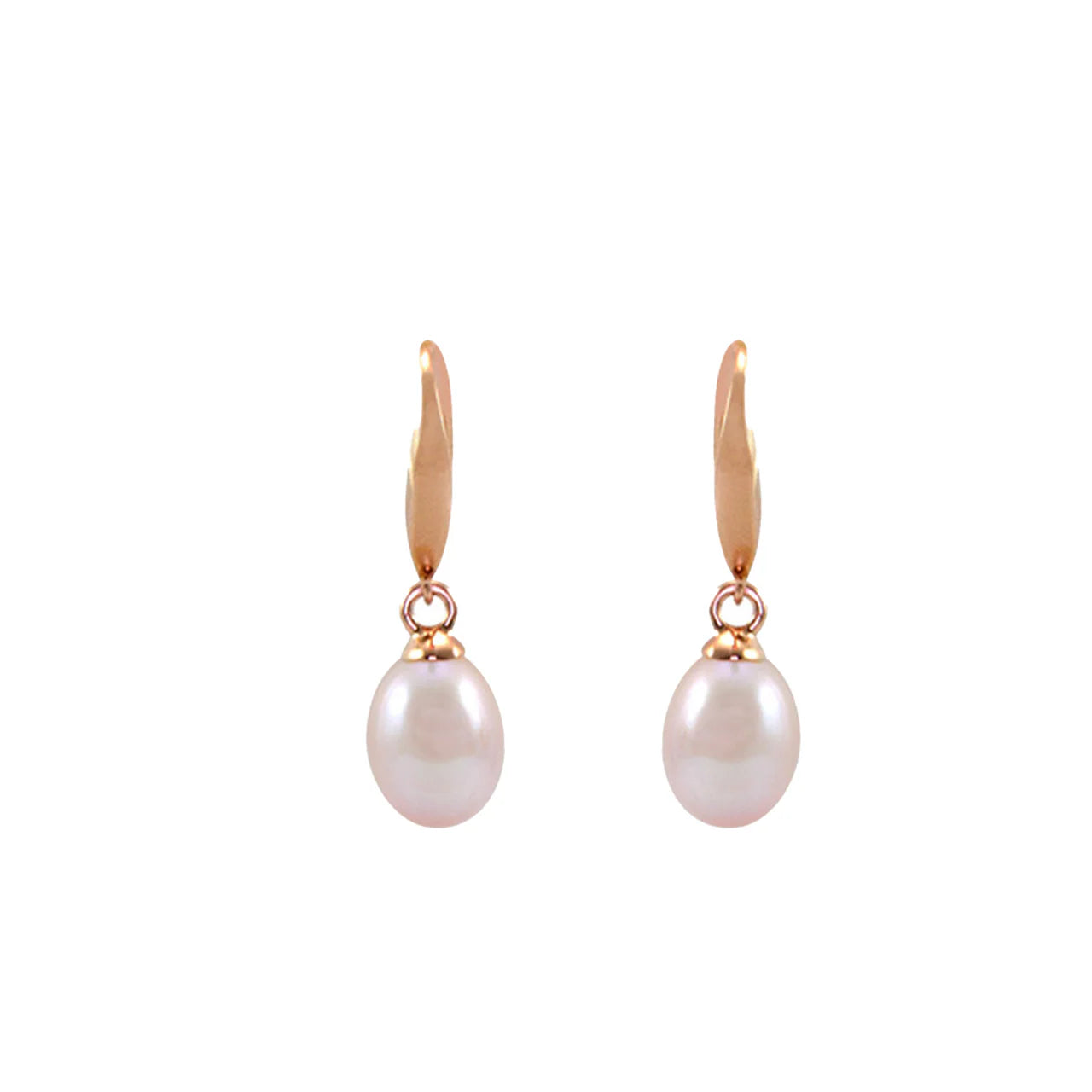 Pink Pearl Drop Rose Gold Earrings