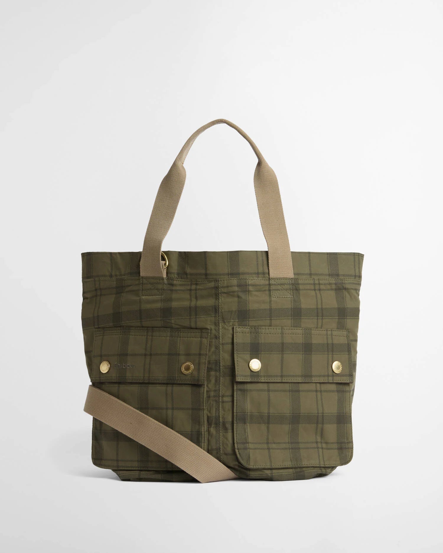 Barbour Transport Carry All Tote Bag Dusky Green Tartan