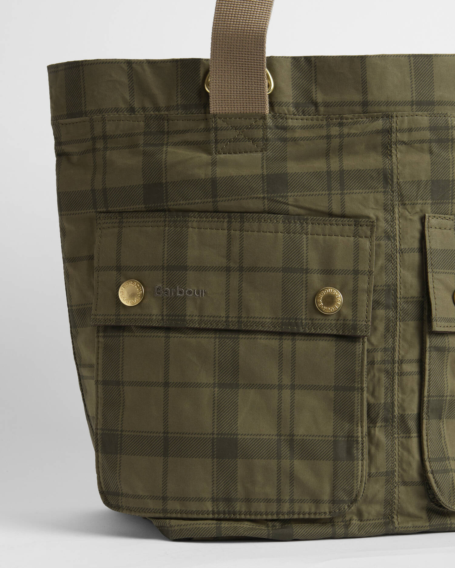 Barbour Transport Carry All Tote Bag Dusky Green Tartan