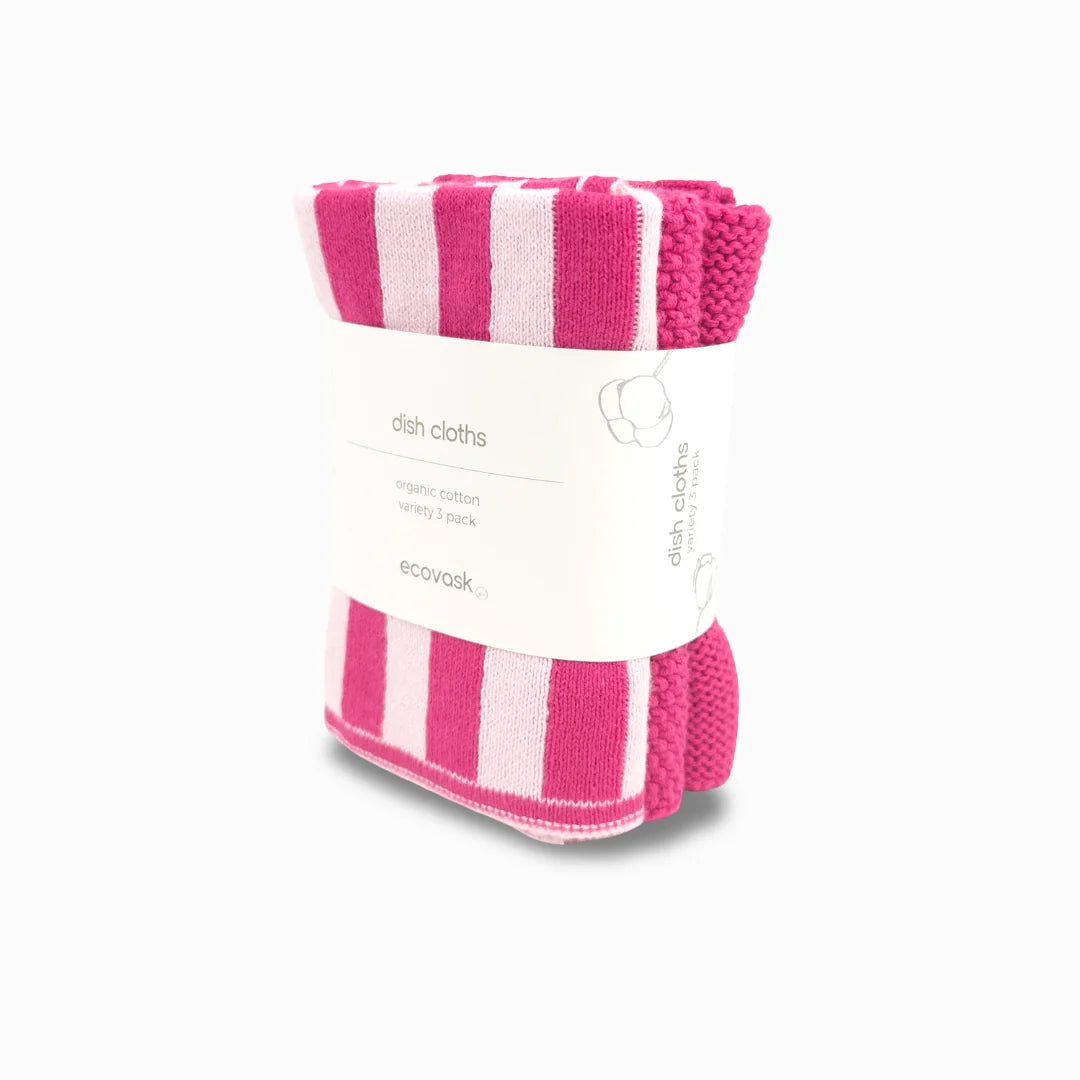 Dishcloth Variety 3pk Raspberry Stripe
